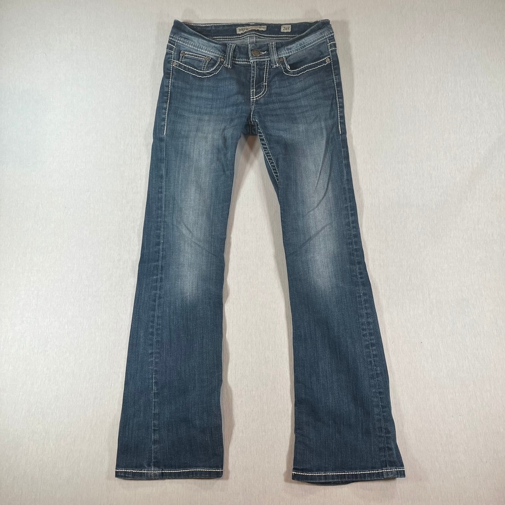 BKE Jeans Stella Bootcut Women 26R Dark Wash Thick Stitch Stretch 29.5" Inseam
